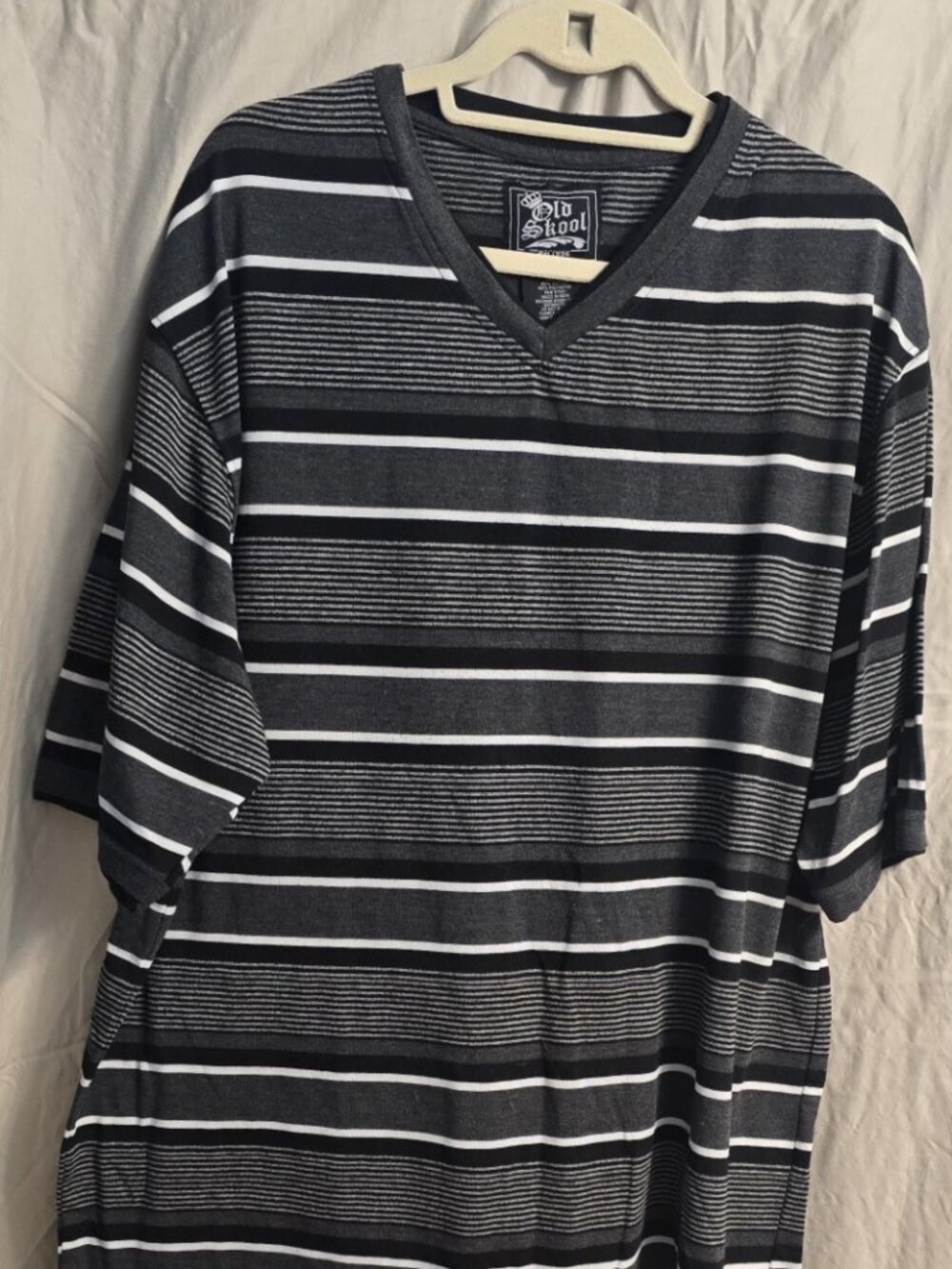 Old Skool Jeans Mens 5x Polo Shirt Black Grey White Striped Short Sleeve Pique